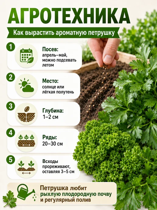 Аэлита Агрофирма Семена петрушка корневая и листовая, набор 3 сорта, зеленый, фото 4