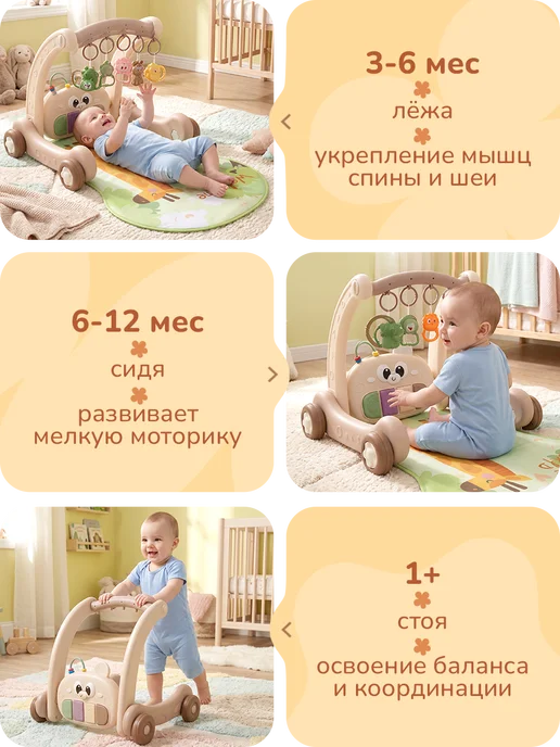 playokay Ходунки трансформер для малышей со светом и звуком, зеленый, фото 2