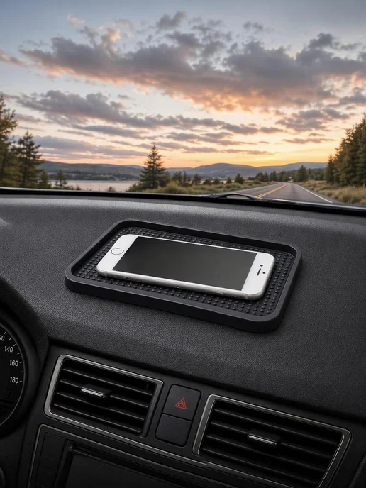 7-electronics Коврик на панель авто с держателем для телефона, черный, фото 7