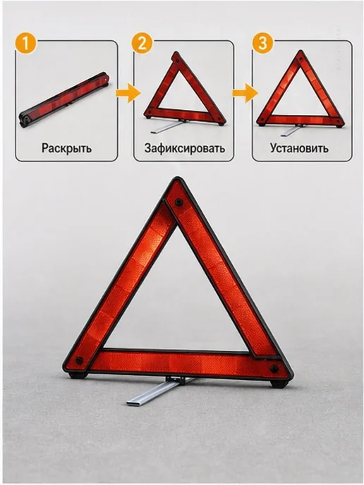 Знак аварийной остановки складной 30х30 см, 30x30 см, фото 6