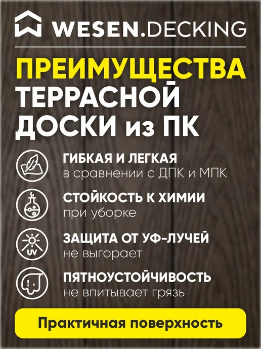 Террасная доска полимерная 138х30х2500 мм, Коричневый, 1 шт, 30x2500 мм, 2 шт, фото 3