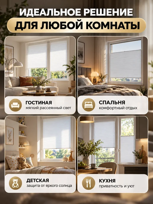 Desoli Жалюзи на окна плиссе 50 на 160, белый, фото 8