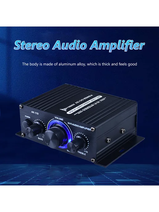 AK-170 Мини HiFi усилитель 200W+200W RCA вход для аудио, 200 Вт, 200 Вт, фото 2