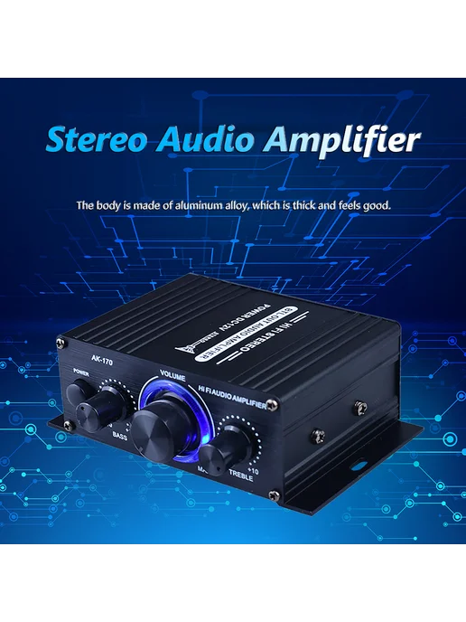 AK-170 Мини HiFi усилитель 200W+200W RCA вход для аудио, 200 Вт, 200 Вт, фото 3