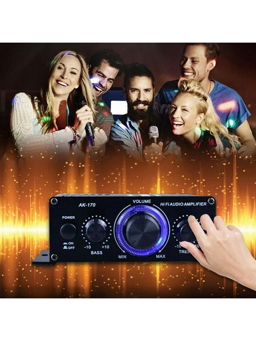 AK-170 Мини HiFi усилитель 200W+200W RCA вход для аудио, 200 Вт, 200 Вт, фото 4