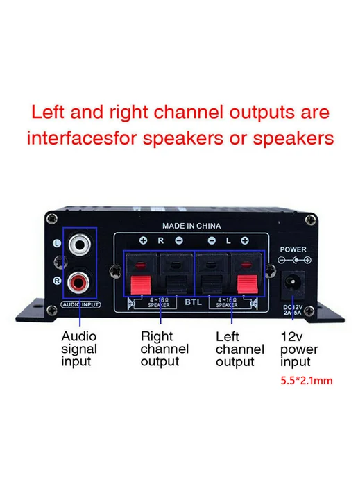AK-170 Мини HiFi усилитель 200W+200W RCA вход для аудио, 200 Вт, 200 Вт, фото 6