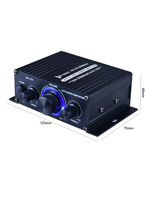 AK-170 Мини HiFi усилитель 200W+200W RCA вход для аудио, 200 Вт, 200 Вт, фото 8