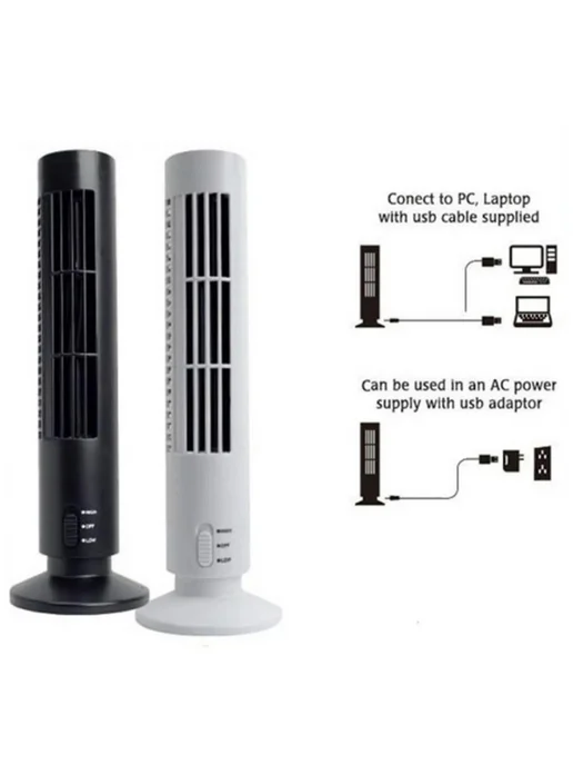 Черный USB-вентилятор башенного типа для рабочего стола, 2 с…, черный, фото 8