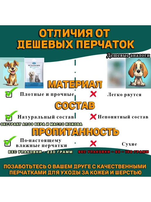 Влажные салфетки (перчатки) для мытья собак, вариант, фото 5