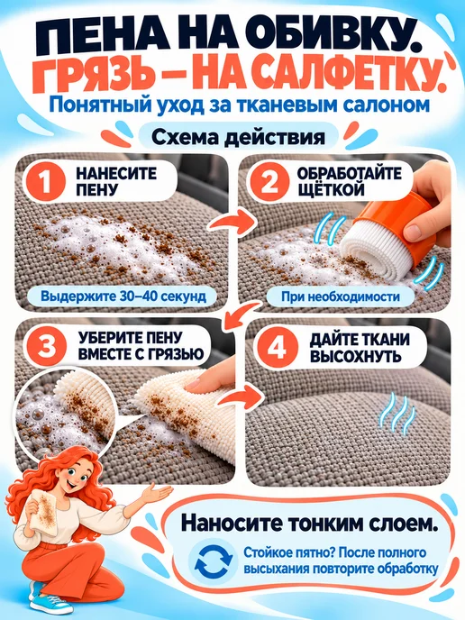 Пшикарно! Пенный очиститель салона автомобиля универсальный, вариант, фото 7