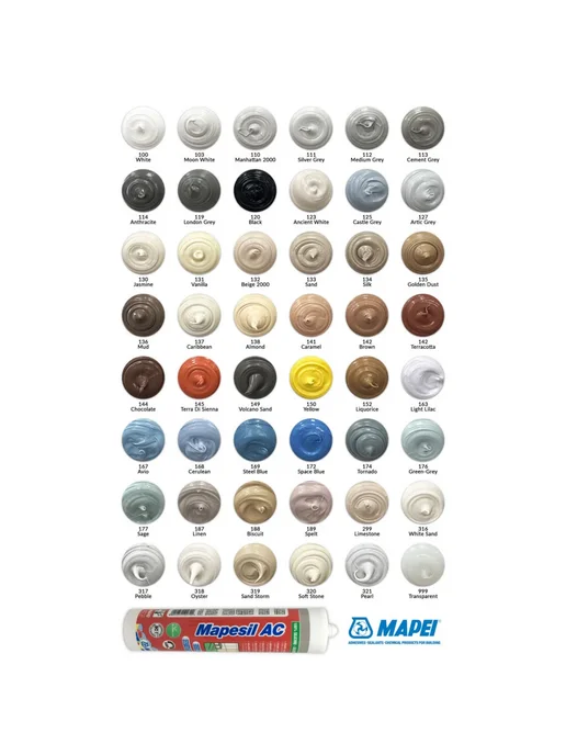Mapei Герметик силиконовый Mapesil AC №111 светло-серый, №999, прозрачный, фото 4