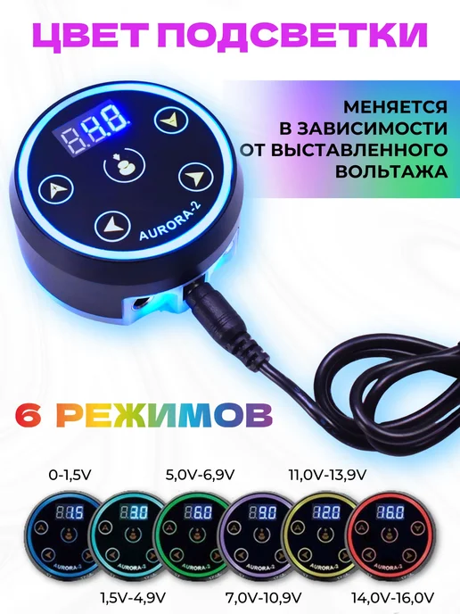Master Opt Блок питания для тату Aurora V2-QW4 сетевой шнур 2.0 м, 2 м, фото 4