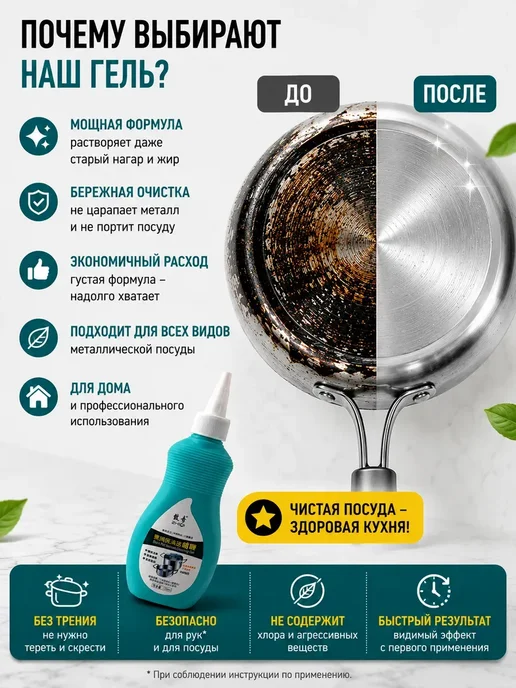 QwertyA Гель для очистки дна кастрюль от нагара и жира, вариант, фото 2