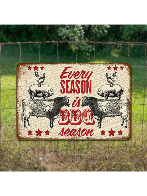 Металлический знак BBQ прямоугольный Iron для дома и бара 40, вариант, фото 5