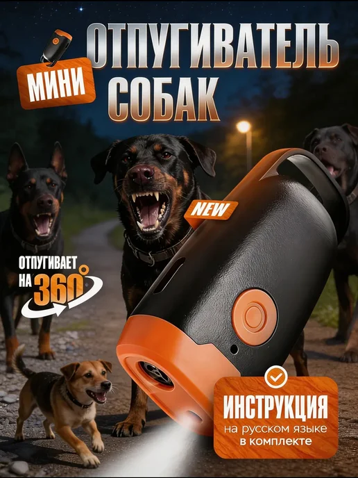 Отпугиватель собак ультразвуковой, оранжевый