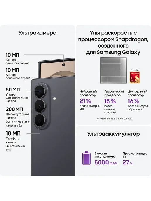 Смартфон Samsung Z Fold8 Ultra 12/256 ГБ, серый, фото 3