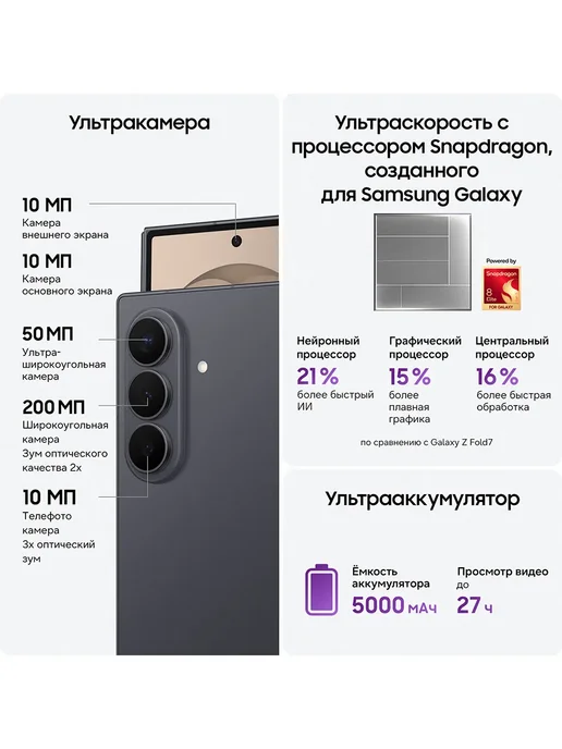 Смартфон Samsung Z Fold8 Ultra 12/512 ГБ, серый, фото 3
