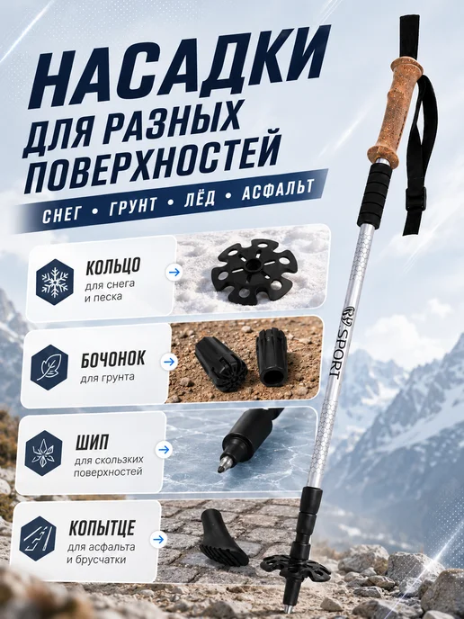 SILAPRO Палки для скандинавской ходьбы и трекинга телескопические, вариант, фото 7