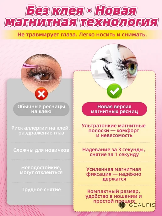 QUEWEL Магнитные ресницы многоразовые с керлером накладные ресницы(Style-B), черный, фото 3