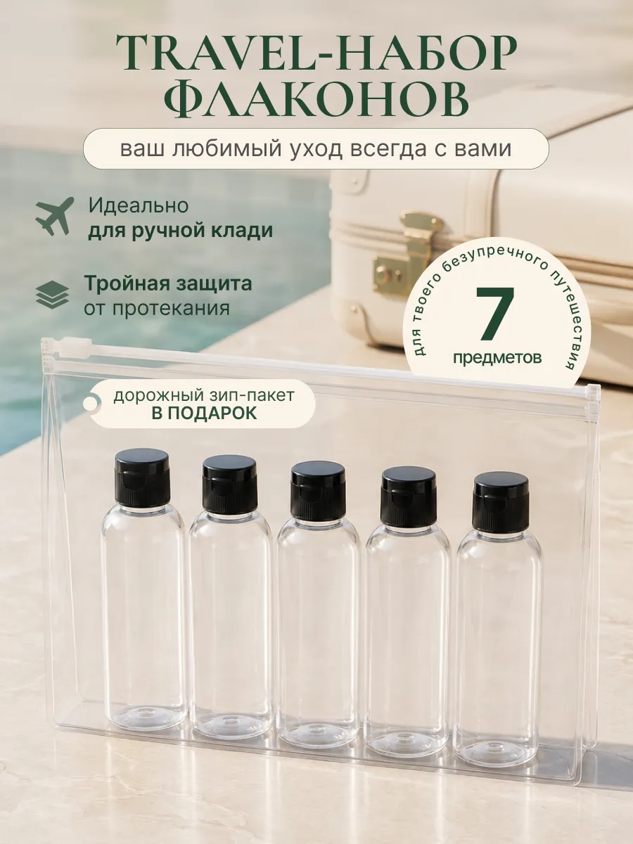Набор флаконов 100 мл дорожный, косметический дозатор