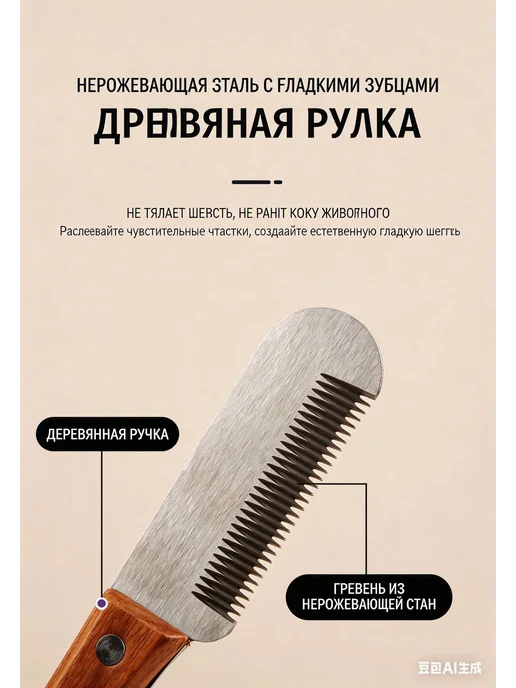 Выдергка для жесткошерстных собак, груминг-нож с деревянной, вариант, фото 4