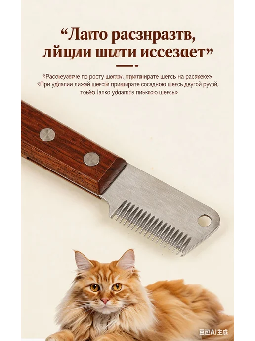Выдергка для жесткошерстных собак, груминг-нож с деревянной, вариант, фото 7