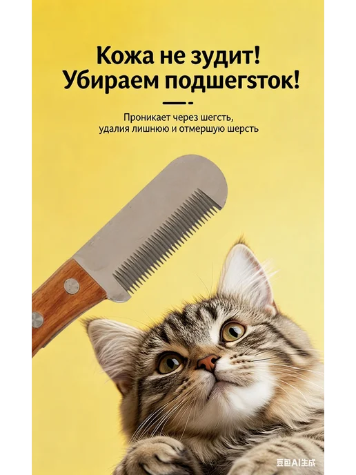 Выдергка для жесткошерстных собак, груминг-нож с деревянной, вариант, фото 8