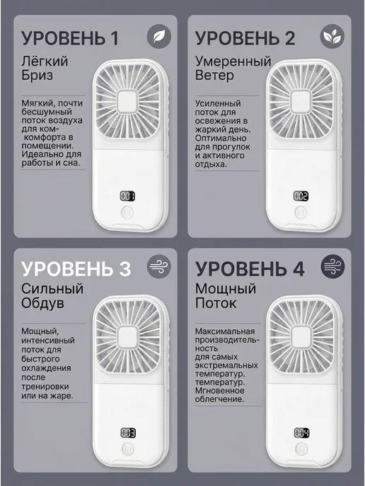 СвежийВетер Мини вентилятор ручной настольный портативный PowerBank USB, белый, фото 4