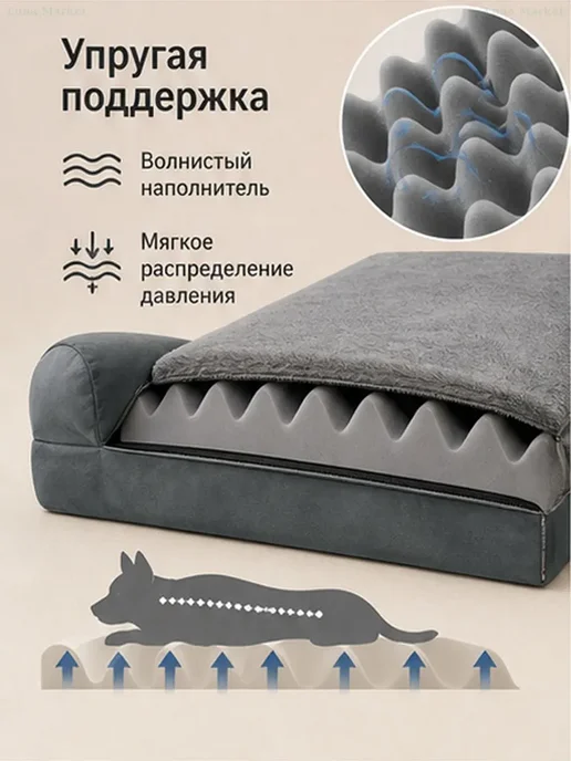 Ортопедическая лежанка для собак 100х60х19 см, 100x60x19 см, фото 4
