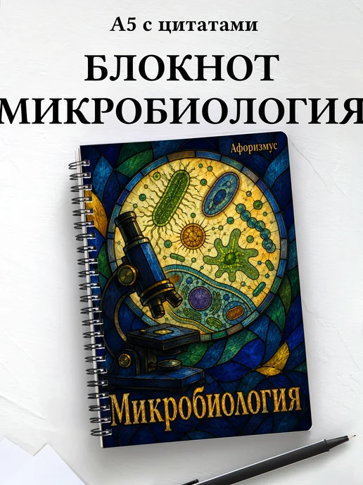 Блокнот Микробиология с мотивирующими цитатами