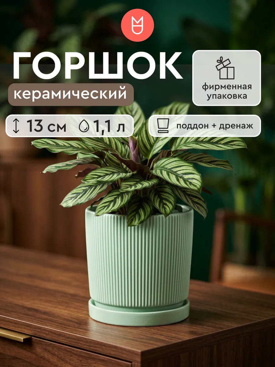 Горшок для цветов керамика, декоративное кашпо под цветы