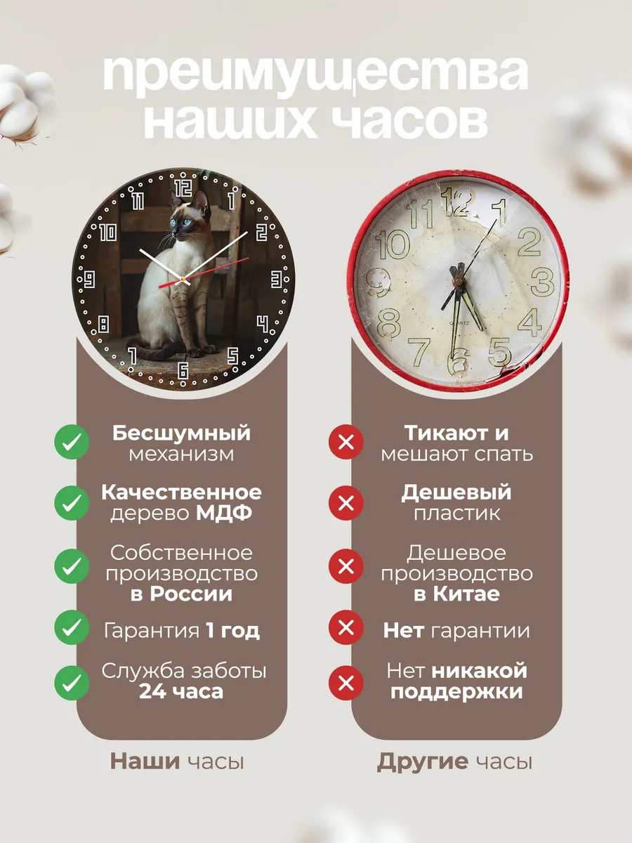 Часы настенные "Сиамская кошка" — фото 10