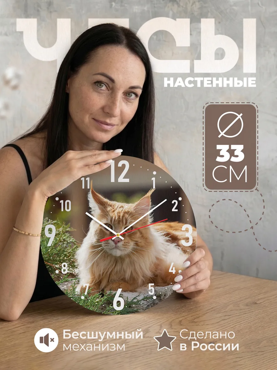 Часы настенные "с котом Мейн кун"