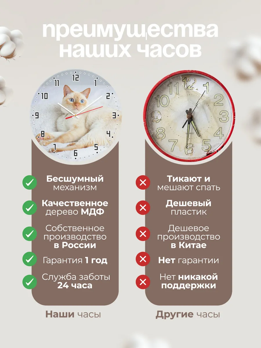 Часы настенные "тайская кошка" — фото 10