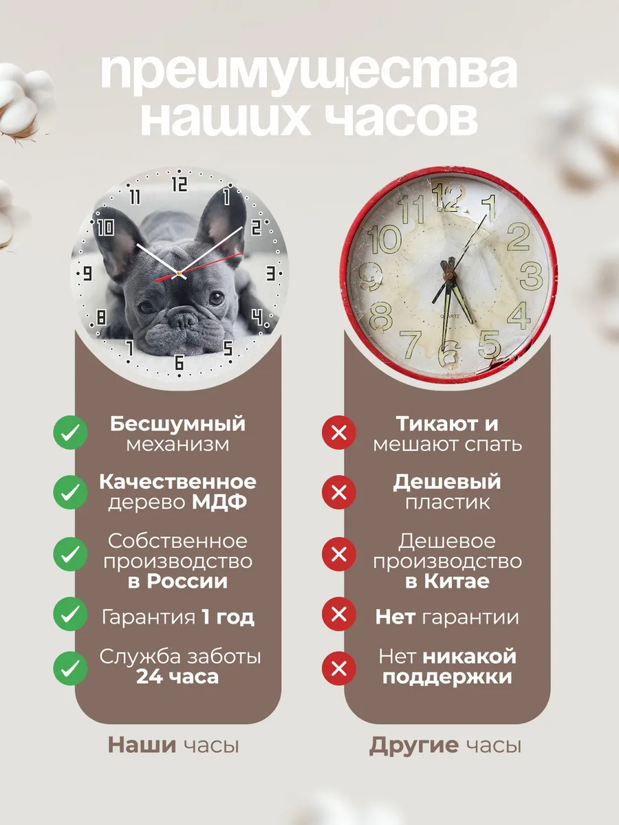 Часы настенные "французский бульдог порода" — фото 10