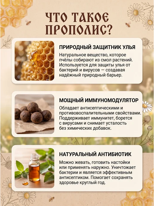 Целебная лавка Соликамская епархия Прополис натуральный пчелиный в шариках 30 г для настоек, 30 г, фото 2