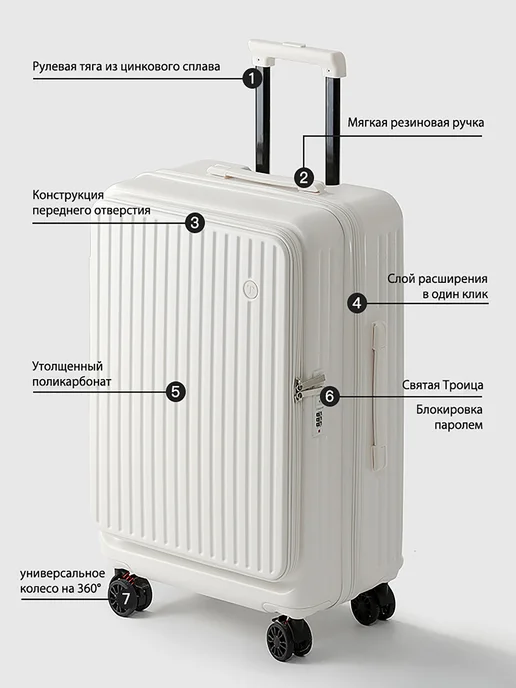 Чемодан с боковым открыванием для быстрого доступа, серый, фото 2