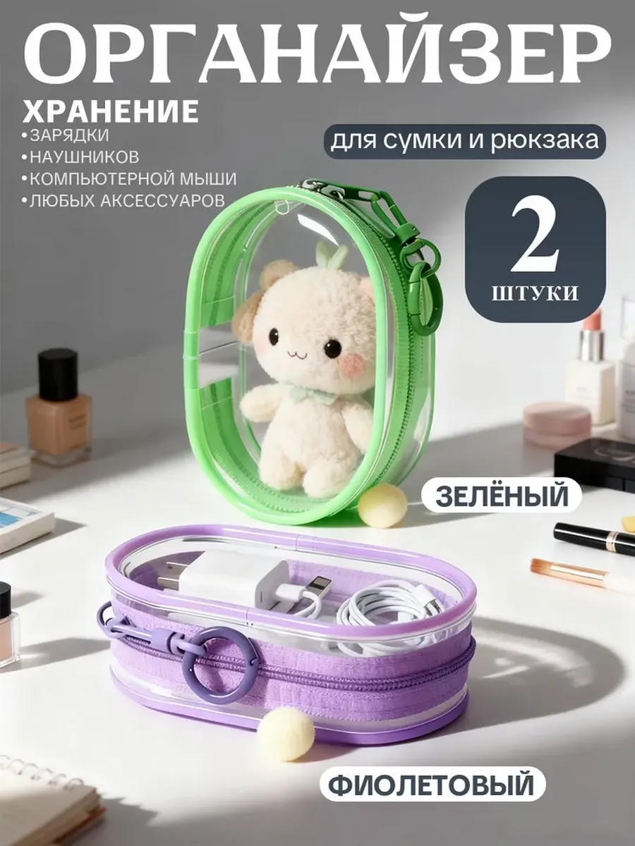 Органайзер для сумки, 2 штуки Чехол для зарядки, проводов