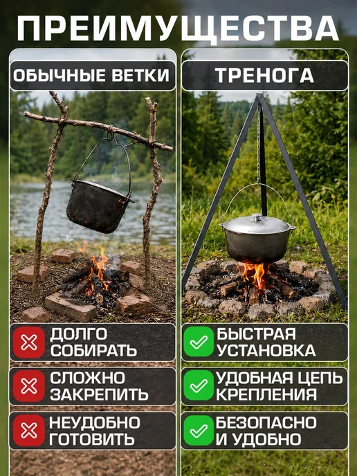 EasyRoller Тренога костровая разборная для казана и котелка с чехлом, вариант, фото 2
