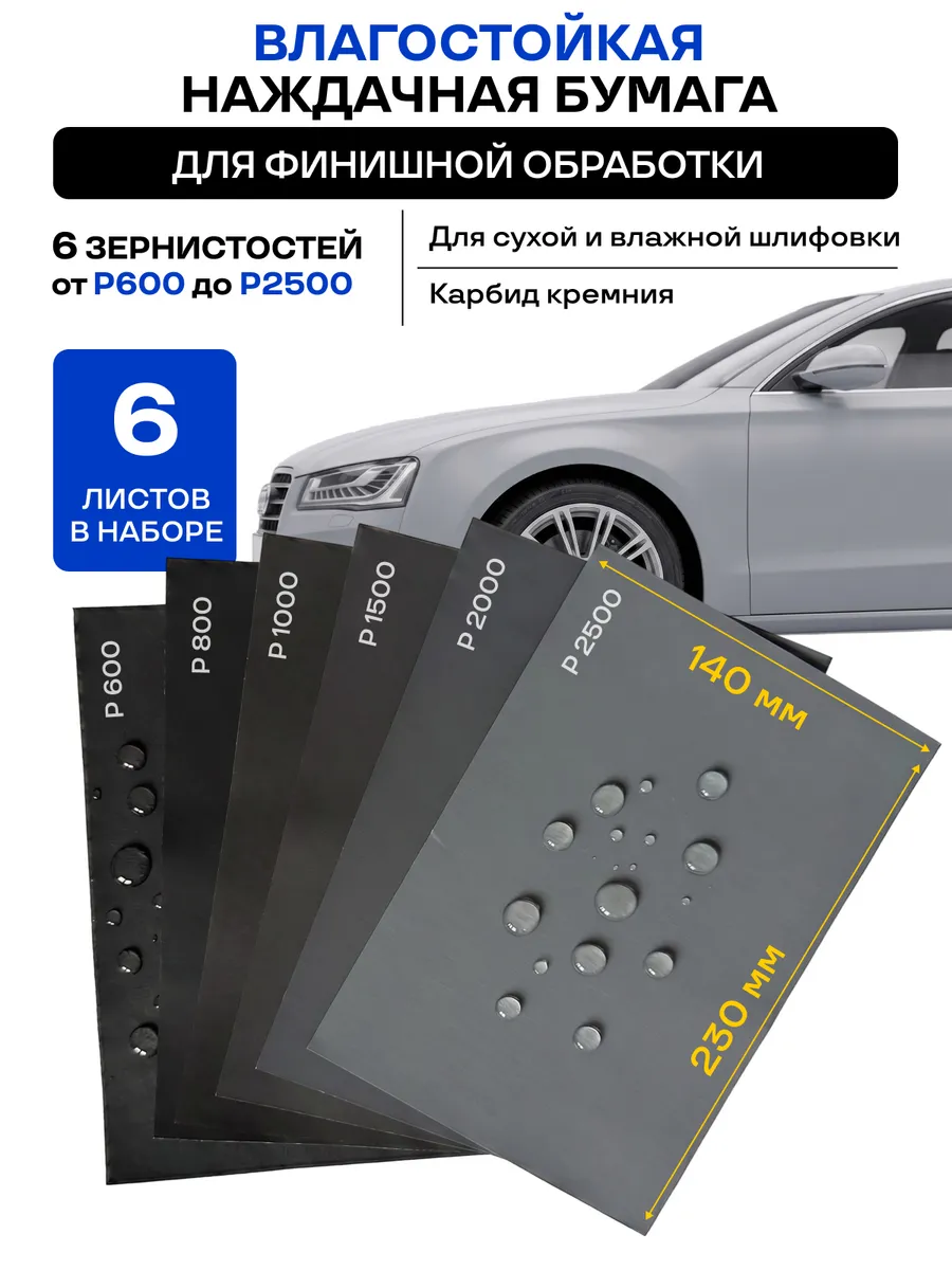Наждачная бумага для полировки набор нулёвка 6 листов