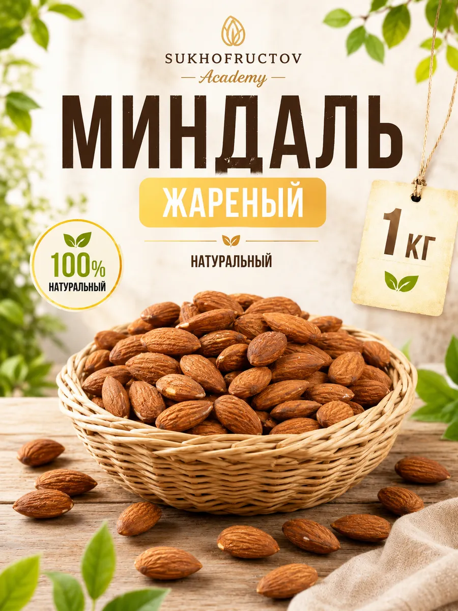 Миндаль жареный 1000гр очищенный крупный
