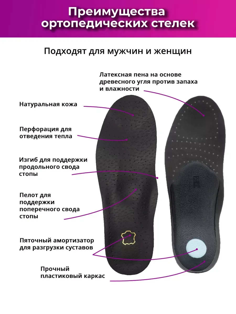 Стельки ортопедические каркасные из кожи