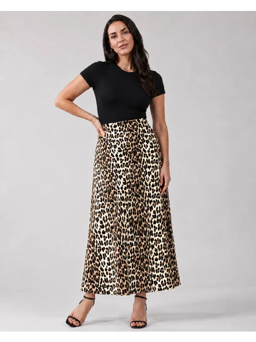 A&R MODA Юбка лапша леопард, коричневый, фото 2