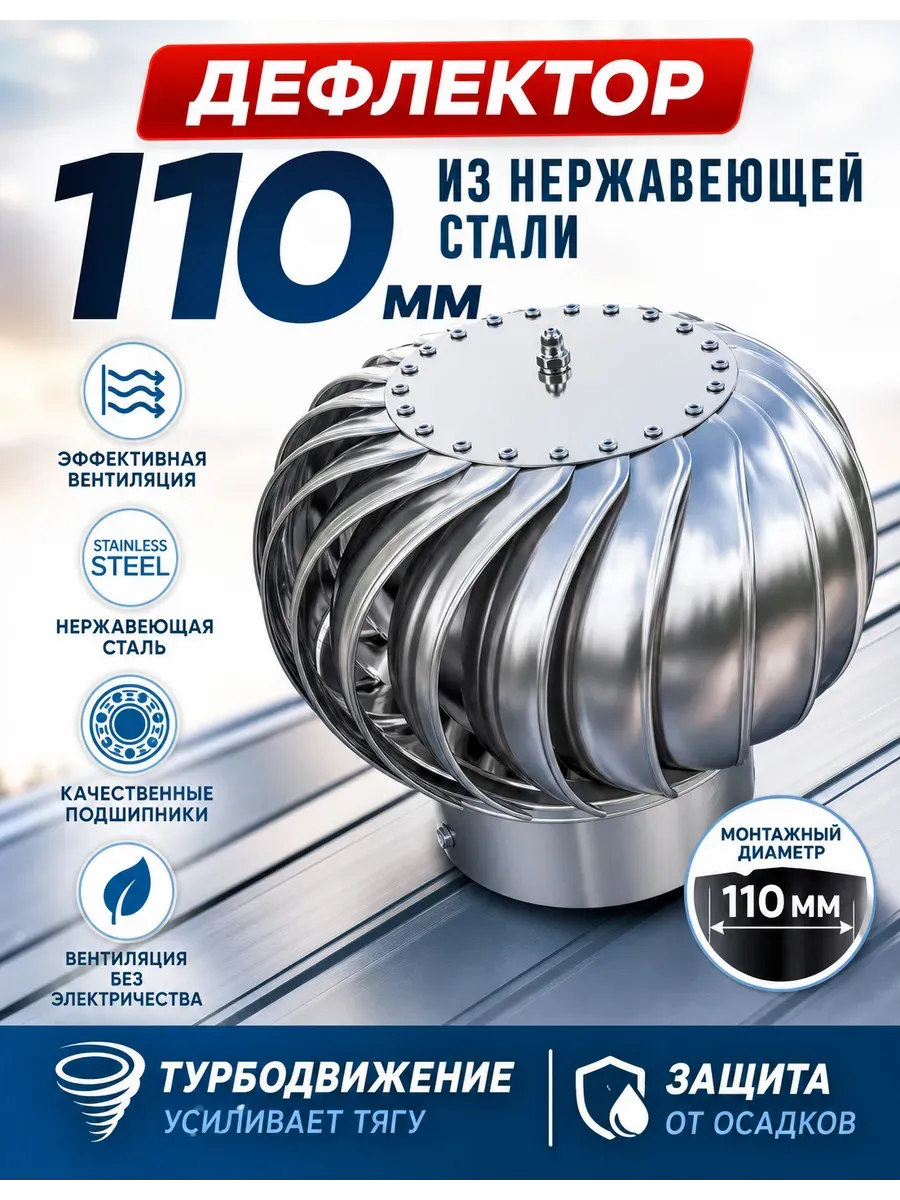 Дефлектор 110 мм из нержавеющей стали