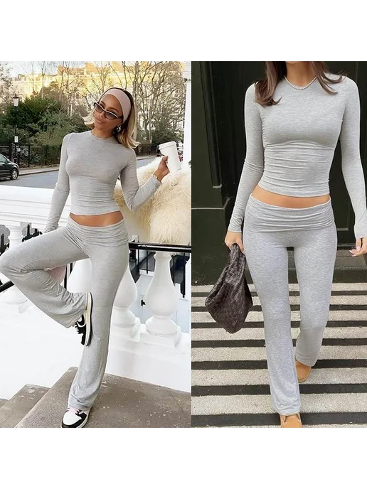 Спортивный костюм с брюками клеш розовый, розовый, фото 3