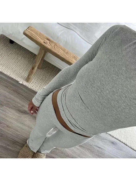Спортивный костюм с брюками клеш розовый, розовый, фото 4
