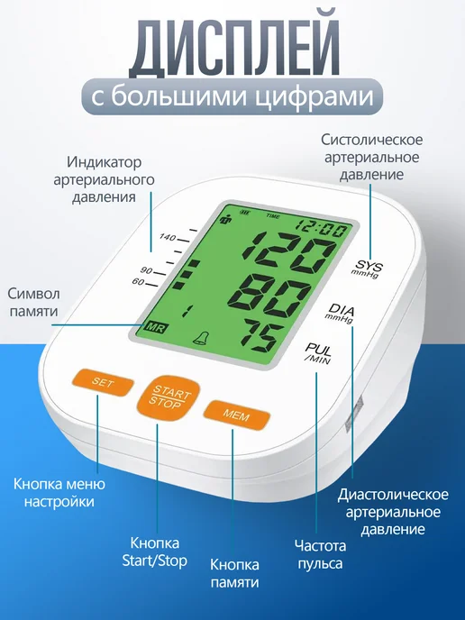 Тонометр для давления автоматический электронный, вариант, фото 3