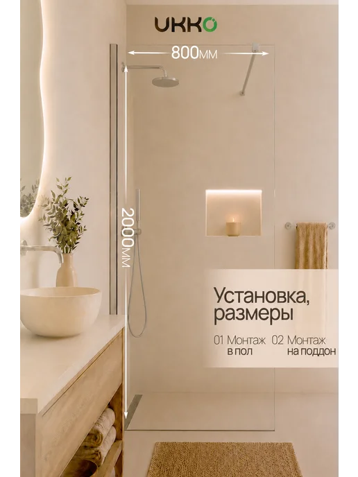 UKKO Душевая перегородка 200 80, белый