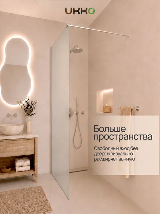 UKKO Душевая стеклянная перегородка 200*100, вариант, фото 4