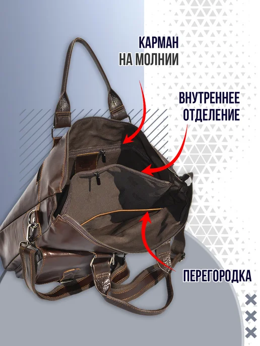 ZINIMSK Кожаный портфель под ноутбук, коричневый, фото 7